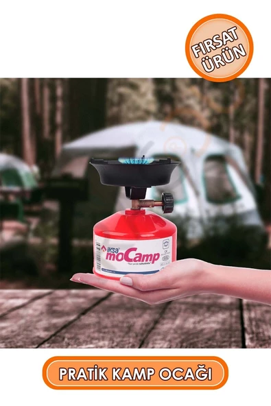 Portatif Mocamp Kamp Ocağı, Piknik Ocağı, Minik Tüp Kırmızı - 1 Adet Çakmak Gazı - Resim 3