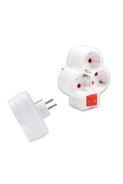 Fetih 3 Lü Anahtarlı Topraklı Papatya Golyat Priz Çoğaltıcı 1 Adet ürün görseli