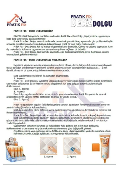 PratikFix Kullanıma hazır Derz Dolgu Beyaz 400 Gr-Eski derz üzerine uygulanır-Su kaçaklarını önler - Resim 3