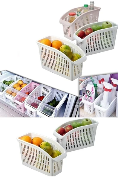 6 Adet Buzdolabı Içi Düzenleyici Sebze Meyve Sepeti Mutfak Banyo Tezgah Altı Üstü Organizer - Resim 2