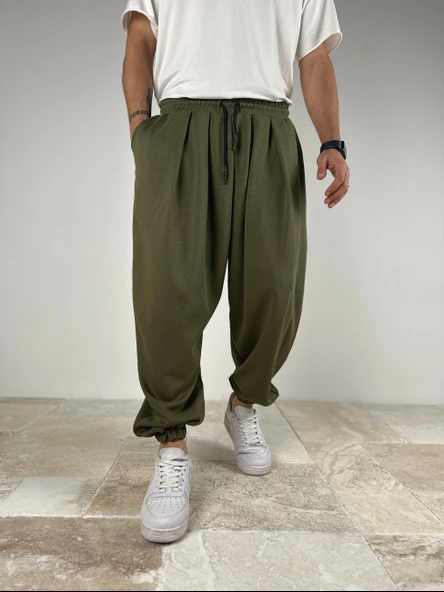 Pileli Haki Yarım Şalvar COC2090 - Resim 2