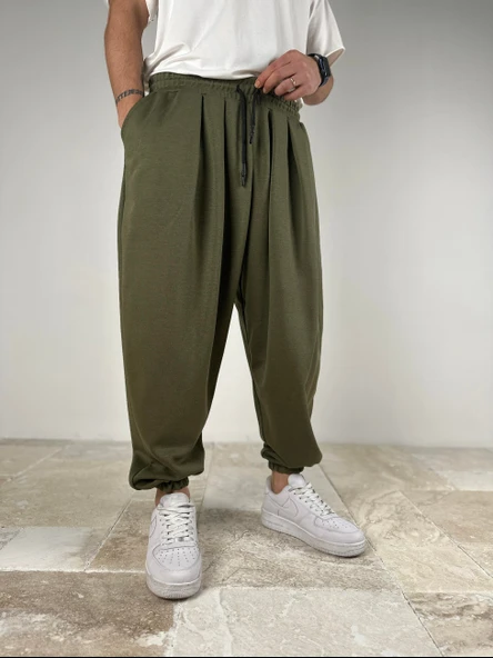 Pileli Haki Yarım Şalvar COC2090 - Resim 3