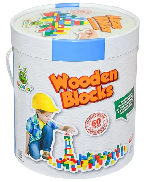 Woodoy Kovalı Ahşap Büyük Renkli Bloklar 60 Parça KR 015 ürün görseli 1