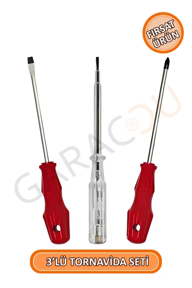 Süper Kalite Tornavida Seti Düz Tornavida Yıldız Tornavida Ve Kontrol Kalemi 3'lü Set ürün görseli
