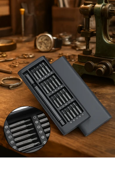 Özel Kutulu 25 Parça Mini Tornavida Seti Profesyonel Masa Telefon Gözlük Saat Tamir Seti - Resim 2