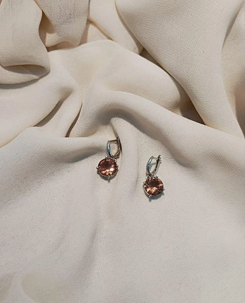 Küpe Zultanit Yuvarlak 925 Ayar Gümüş Renk Değiştiren Sultanit Sallanır Küpe - Resim 5