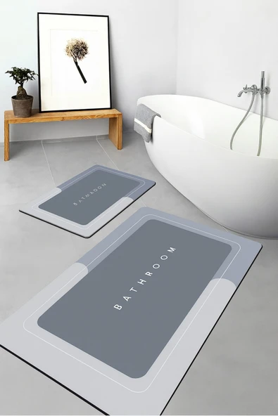 Yeni Nesil Sihirli Su Emici Banyo Paspası Kaymaz Tabanlı Abdest Paspası Kare 3,5 Mm 40x60 - Resim 2