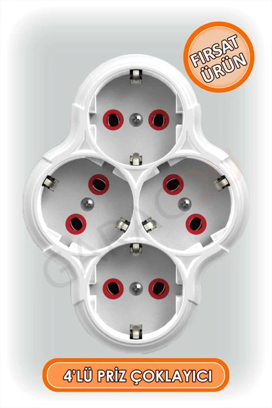 4 lü Kaliteli Topraklı Kablosuz Golyat Priz Çoğaltıcı 1 Adet, Golyat Piriz, Dörtlü Priz ürün görseli