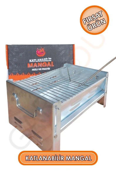 1. Kalite Katlanır Mangal (ÖZEL KUTUSUNDA) Galvaniz Portatif Mangal - Resim 3