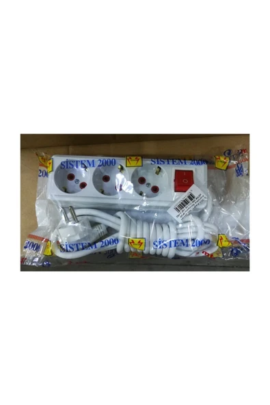 3'lü 3 Metre (3 MT) Kablolu Grup Priz-uzatma-anahtarlı-topraklı - Resim 2