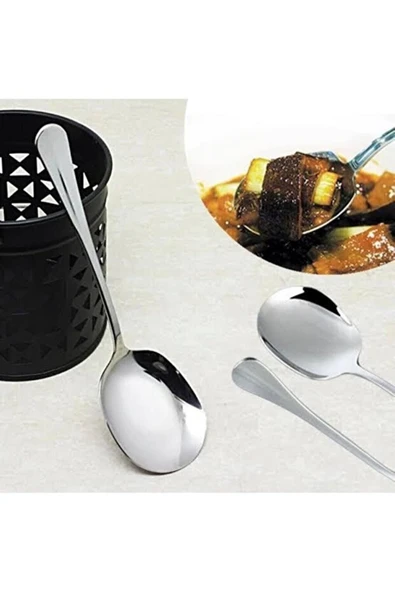 Yüksek Kalite 3 Adet Çelik Servis Kaşık 21 Cm - Resim 2