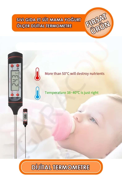 Üstün Teknoloji Gıda Termometresi Sıvı Gıda Et Süt Mama Sıcaklık Ölçer Yoğurt Mayalama Termometresi - Resim 2