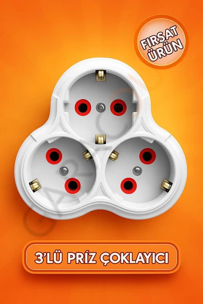 3'lü Topraklı Papatya Golyat Üçlü Priz Çoğaltıcı ürün görseli