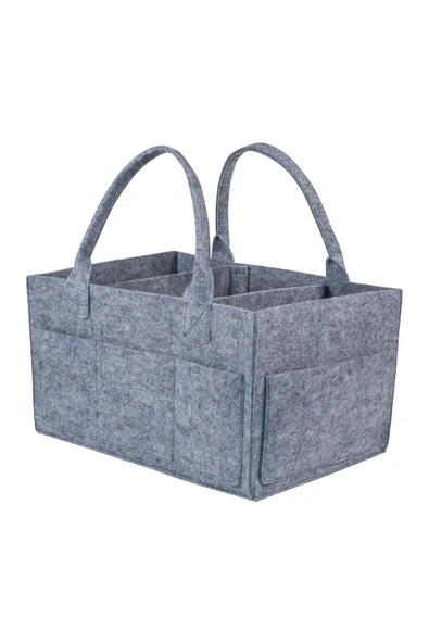 Keçe Anne Bebek Bakım Çantası Düzenleyici Organizer Gri - Resim 2