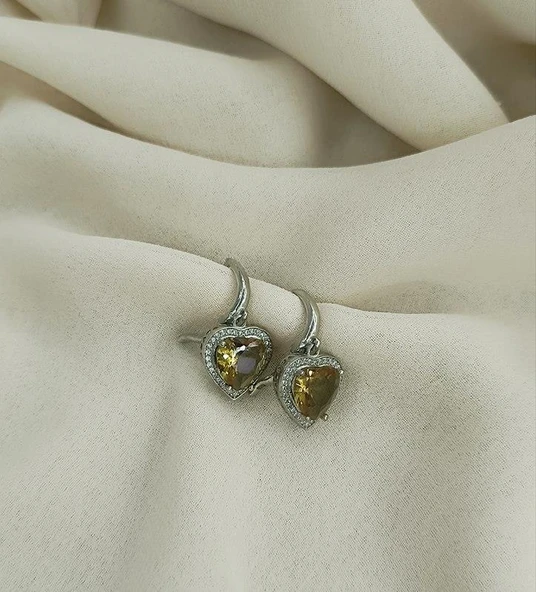 Küpe Zultanit Kalp 925 Ayar Gümüş Renk Değiştiren Sultanit Sallanır Küpe - Resim 6