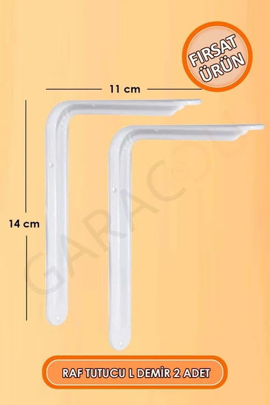 Beyaz Raf Altı Demir Ayak Raf Tutucu L Demir 11x14 cm Duvar Montaj Demir Ayak 2 Adet - Resim 3