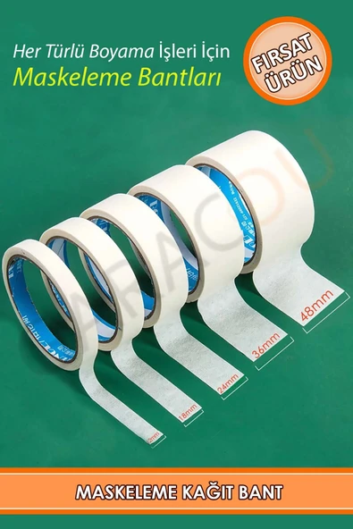 Maskeleme Boya Bandı Kağıt Bant 48 Mm Genişlik - 25 Metre - 1 Adet - Resim 2