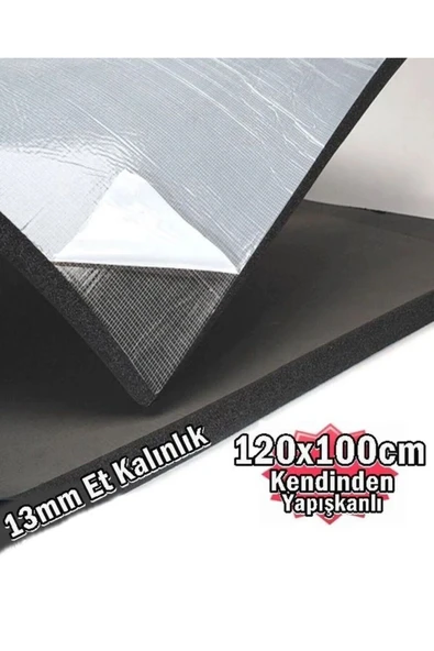 Araç Oto Ses Isı 13mm Kauçuk Izolasyon Karavan Yalıtım Malzemesi 120cmx100cm Levha Yapışkanlı ürün görseli