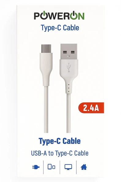 POWERON USB-A to Type-C 2.4A Şarj Kablosu Günlük Enerjine Güç Kat ürün görseli 1