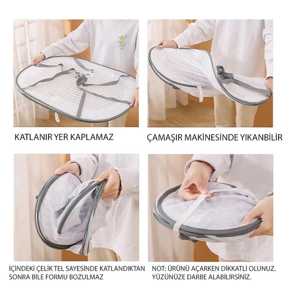 Üç Raflı Bölmeli Açık Havada Güneşte Bitki Meyve Sebze Balık Kurutma Filesi Askısı Aparatı Aleti - Resim 5