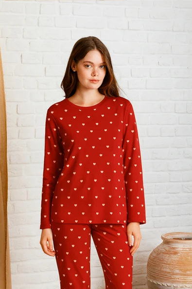 Nisanca Mevsimlik Uzun Kollu Süet Kadın Pijama Takımı- Bisiklet Yaka Kadın Pijama - Resim 4