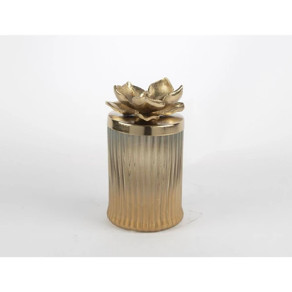 Mikasa Moor Kahverengi Cam Lotus Gold Kapaklı Dekor Obje 23x14cm ürün görseli