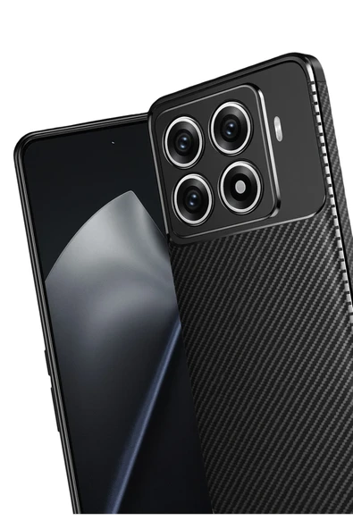 Xiaomi Mi 15T Pro Kılıf Karbon Görünümlü Silikon Azn-Negro - Resim 3