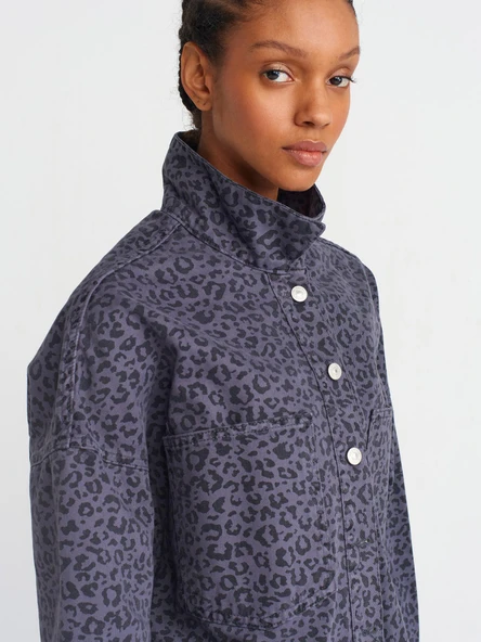 50748 DİLVİN OVERSİZE LEOPAR GÖMLEK - Resim 3