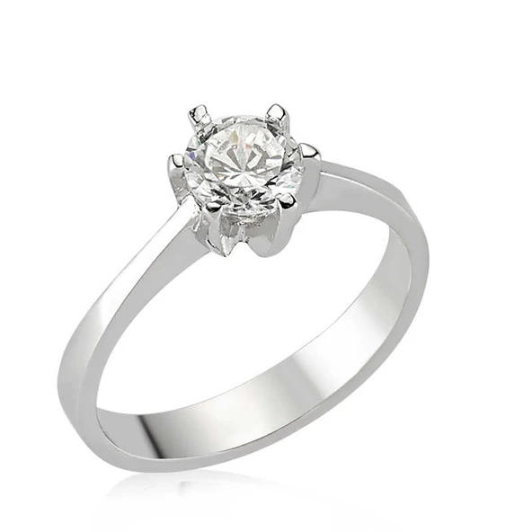 Gümüş Tek Taş Bayan Yüzük ürün görseli 1