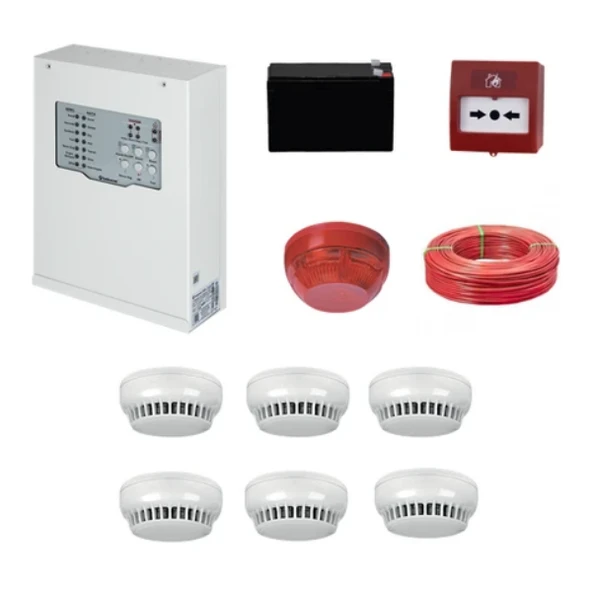 Teknim Konvansiyonel Sistem Yangın Alarm Seti 6 Lı Kablo Dahil ürün görseli