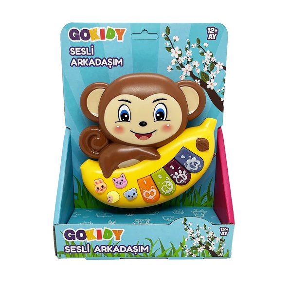 Sevimli Arkadaşım Maymun Sesli ve Eğitici Bebek Oyuncağı – Işıklı, Hayvan Sesli ürün görseli
