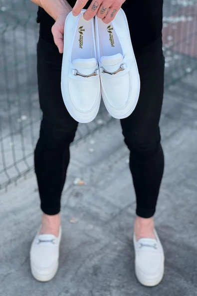 Wagoon WG060 Beyaz Triko Babet Erkek Casual Ayakkabı - Resim 4