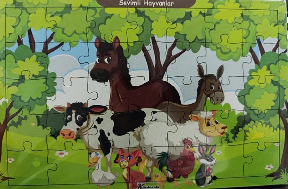 Ahşap Puzzle 24x30 cm 35 Parça Sevimli Hayvanlar Çiftlik Hayvanları ürün görseli 1