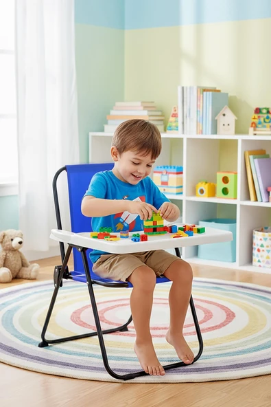 EXENT 2–6 Yaş, Oyun Aktivite Masası, Çocuk Sandalyesi ve Masası Tak-Çıkar Masa-MAVİ ürün görseli 1