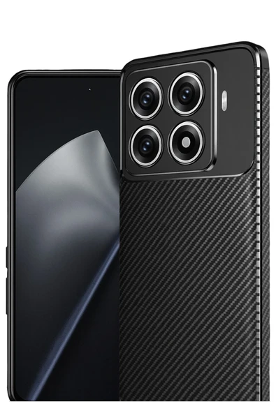 Xiaomi Mi 15T Pro Kılıf Karbon Görünümlü Silikon Azn-Negro - Resim 2