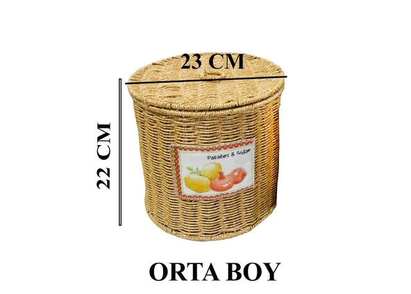 Rattan Örme 3’lü Patates – Soğan – Sarımsak Saklama Seti | Büyük – Orta – Küçük Boy | Yıkanabilir, Suya Dayanıklı - Resim 3