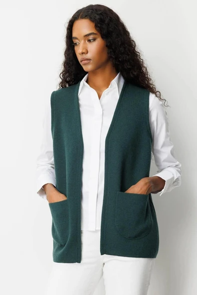 25044 DESEN TRİKO ÇELİK ÖRGÜ ANNE YELEĞİ - Resim 2