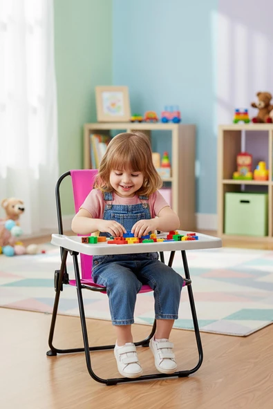 EXENT 2–6 Yaş, Oyun Aktivite Masası, Çocuk Sandalyesi ve Masası Tak-Çıkar Masa-PEMBE ürün görseli 1