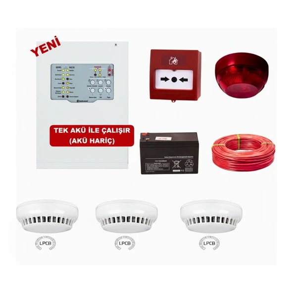 Teknim Konvansiyonel Sistem Yangın Alarm Seti 3 Lü Kablo Dahil ürün görseli