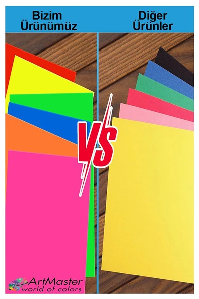 Fosforlu Neon Renkli A3 Fotokopi Kağıdı 50 Adet 1 Paket Fosforlu 5 Renk Parlak Canlı Renkler Neon Fotokopi Kağıdı - Resim 3