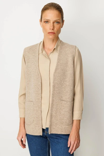 25044 DESEN TRİKO ÇELİK ÖRGÜ ANNE YELEĞİ - Resim 5