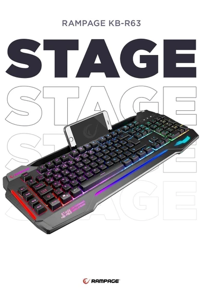 Rampage Kb-r63 Stage Rainbow Rgb Aydınlatmalı Makrolu Gaming Oyuncu Klavyesi ürün görseli 1