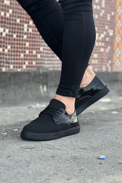 Wagoon WG016 Kömür Rugan Triko Erkek Casual Ayakkabı - Resim 2