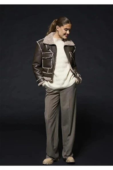 Only 15325920 Kadin Deri Ceket - Kahverengi ürün görseli