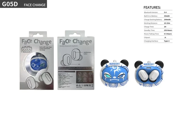 -05D Face Change Bibo BabyVolkano G TWS Kulaklık - Resim 5