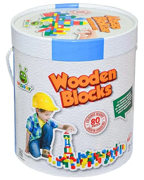Woodoy Kovalı Ahşap Büyük Renkli Bloklar 80 Parça KR 014 ürün görseli 1