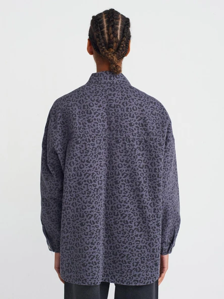 50748 DİLVİN OVERSİZE LEOPAR GÖMLEK - Resim 2