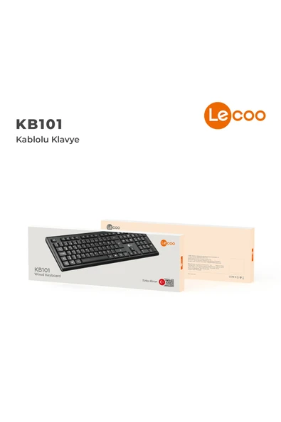 Lecoo Kb101 Usb Kablolu Türkçe Q Klavye Siyah - Resim 8