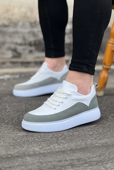 Wagoon WG162 Beyaz Gri Ortopedik Taban Erkek Casual Ayakkabı ürün görseli