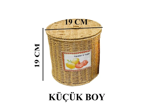 Rattan Örme 3’lü Patates – Soğan – Sarımsak Saklama Seti | Büyük – Orta – Küçük Boy | Yıkanabilir, Suya Dayanıklı - Resim 4